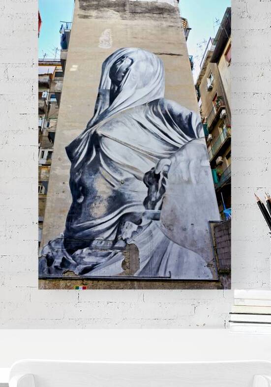 Mural dedicated to Pudicizia sculpture in Spanish Quarters of Na by Marco Brivio