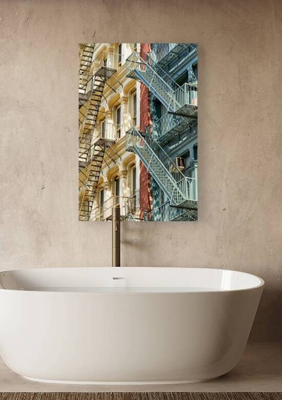 Fire escape stairs on buildings in Manhattan New York by Marco Brivio