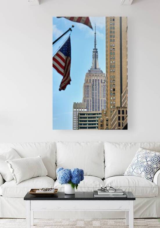 Empire State Building seen with flags in Manhattan New York Cit by Marco Brivio