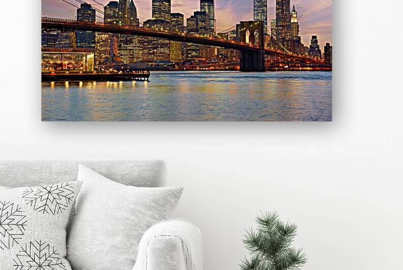 Brooklyn Bridge and New York City skyline at sunset in HDR by Marco Brivio