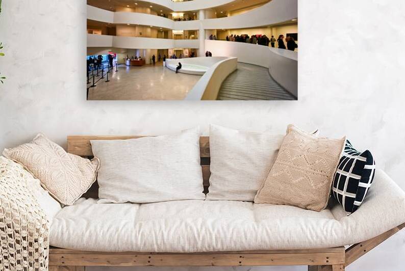 Visitors explore interior of Solomon R. Guggenheim Museum in New by Marco Brivio