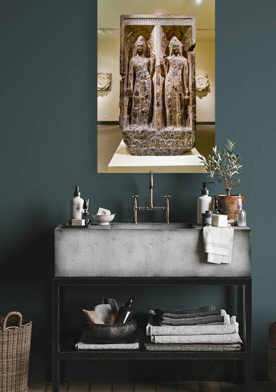 Stone sculptures of figures displayed in Asian Art Gallery in Ne by Marco Brivio