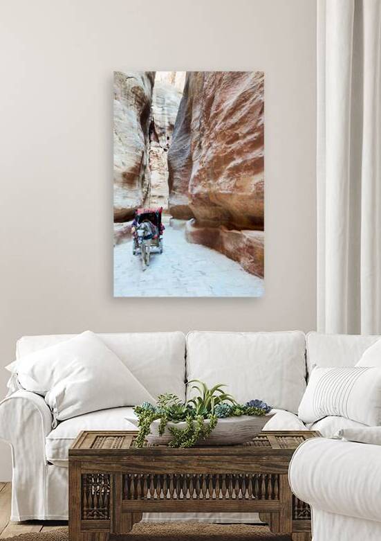 Horse drawn carriage in siq path leading to Petra site by Marco Brivio