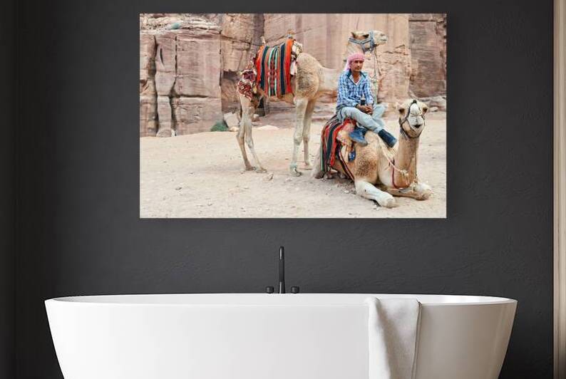 Camels wait for tourists at Petra archaeological site in Jordan by Marco Brivio