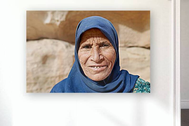 Portrait of an old woman at Little Petra in Jordan by Marco Brivio