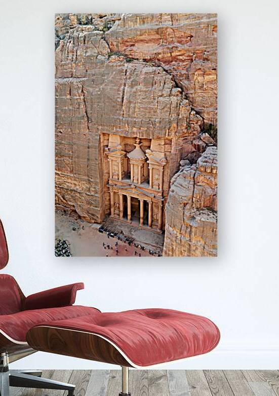 View of Al Khazneh at Petra in Jordan from above during the day by Marco Brivio