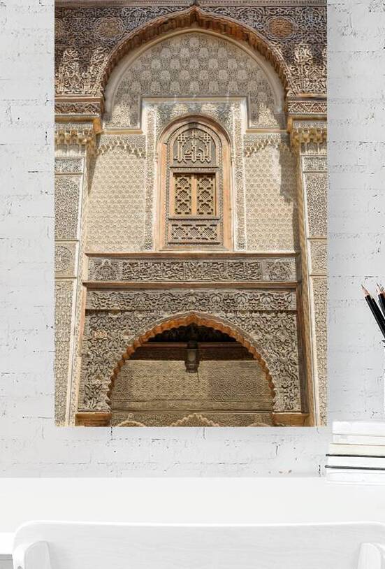 Detailed architecture at Al Attarine Madrasa in Fez Morocco by Marco Brivio