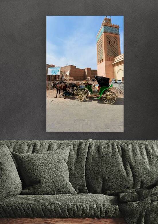 Horse carriage waiting near old town in Marrakesh Morocco by Marco Brivio