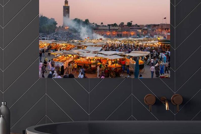 Sunset at Djema el Fna square in Marrakesh Morocco by Marco Brivio