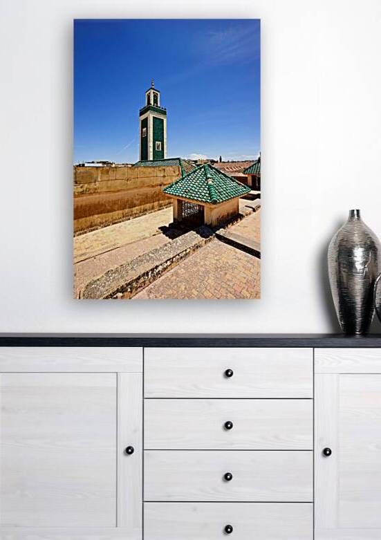 View of medersa bou inania minaret in meknes morocco by Marco Brivio