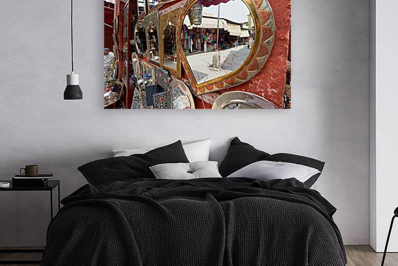 Life in the souk of Marrakesh showing local shops and items by Marco Brivio