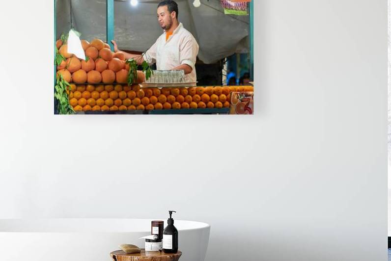 Orange juice stall in Marrakesh serving fresh drinks by Marco Brivio