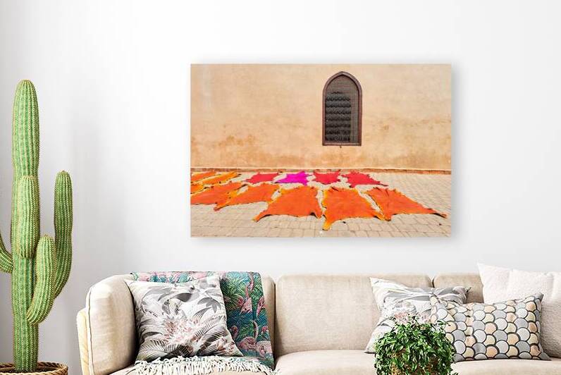 Dyed leather drying in the sun in Marrakesh Morocco by Marco Brivio