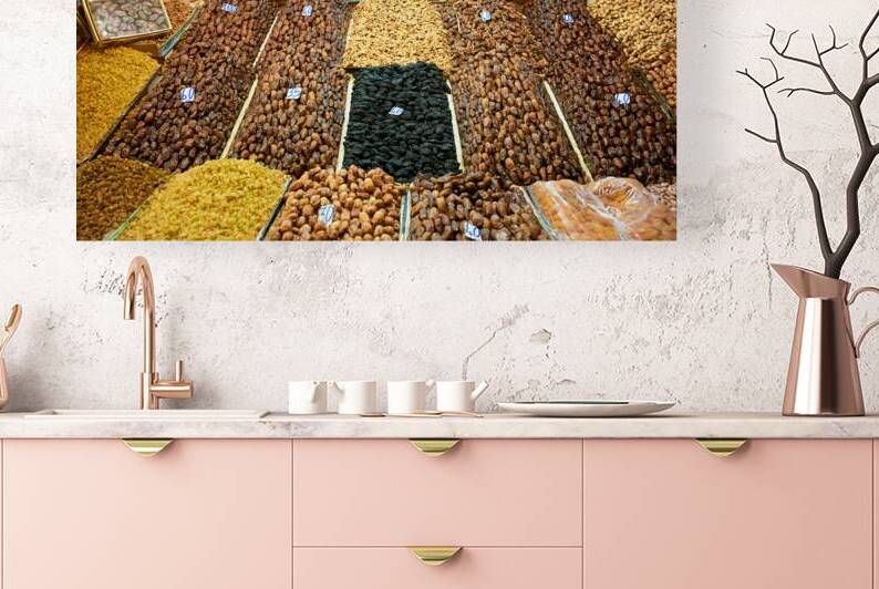 Dried fruit market in Meknes Morocco during busy shopping hours by Marco Brivio