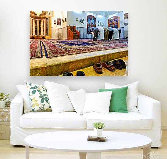 Worshippers gather in Aleppo mosque for prayer during evening se by Marco Brivio
