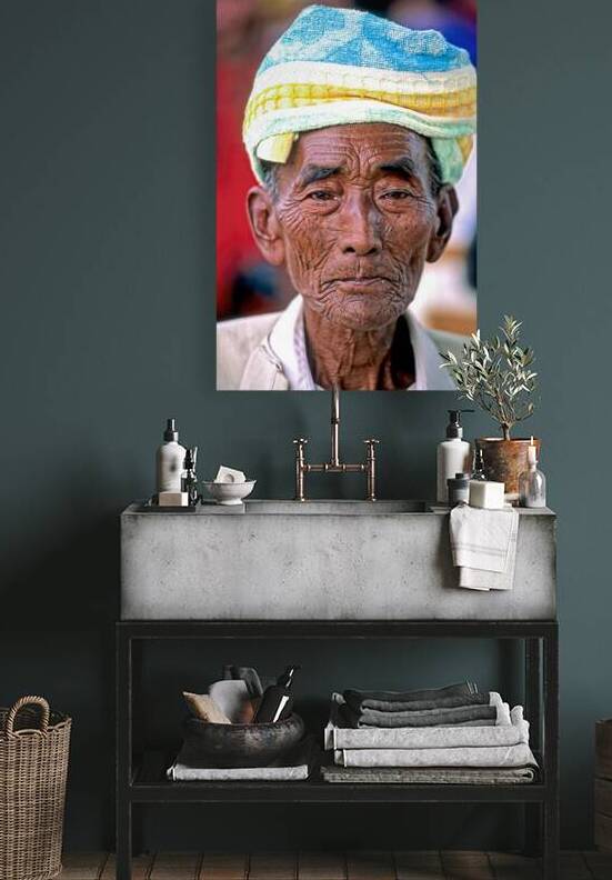 Portrait of an old man in Myanmar with a traditional head wrap by Marco Brivio
