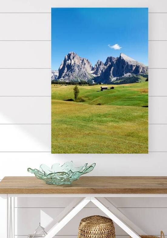 Panorama view of Sassolungo mountain peak in Val Gardena Italy by Marco Brivio
