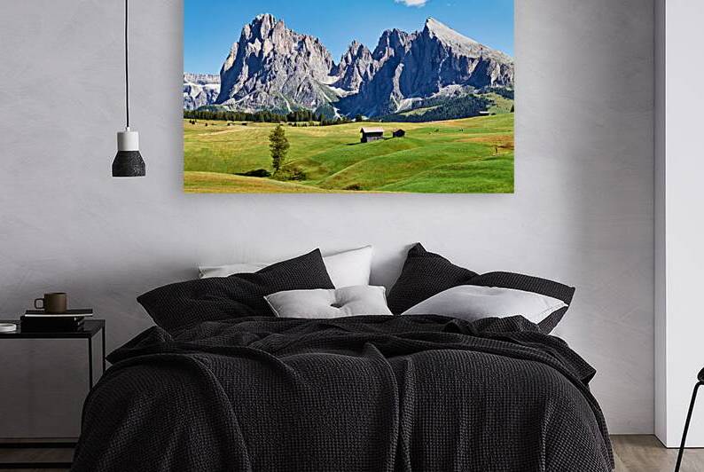 Panorama view of Sassolungo mountain peak in Val Gardena Italy by Marco Brivio