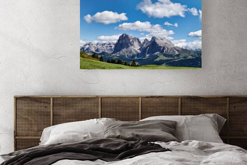 Panorama view of Sassolungo mountain in Val Gardena Italy by Marco Brivio