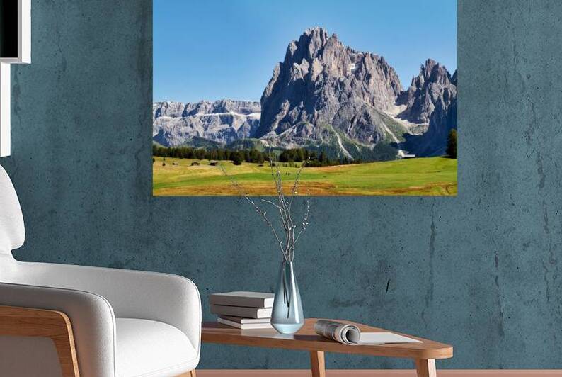 Sassolungo mountain peak view at Seiser Alm in Italy by Marco Brivio