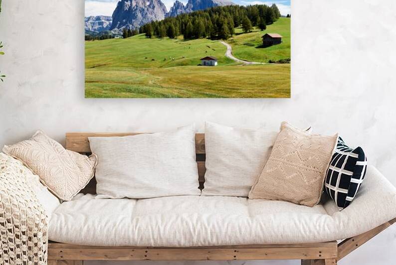 Panorama view of Sassolungo mountain peak in Val Gardena Italy by Marco Brivio