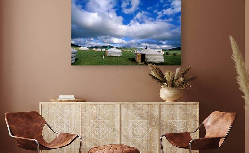 Mongolic nomadic tents in a grassland in Mongolia by Marco Brivio