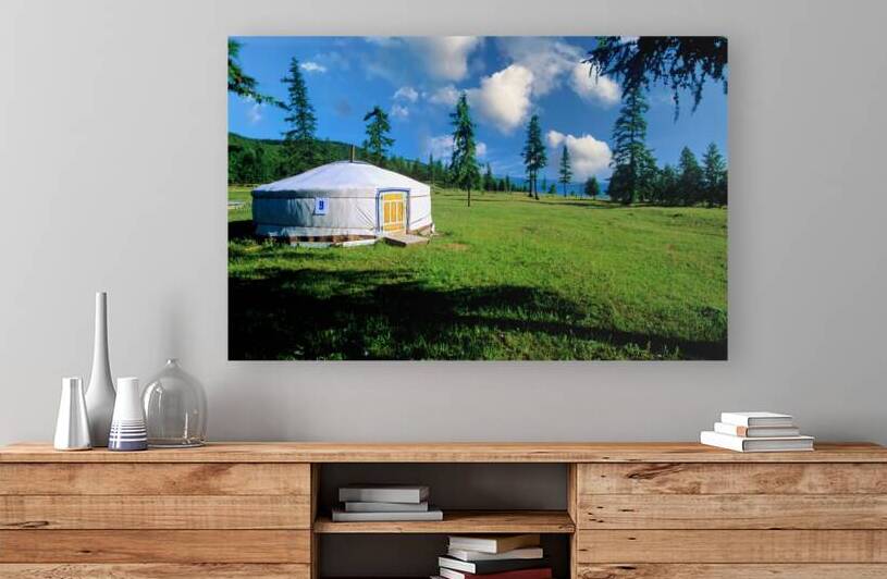 Ger tents near Khovsgol Lake in Mongolia during a sunny day by Marco Brivio