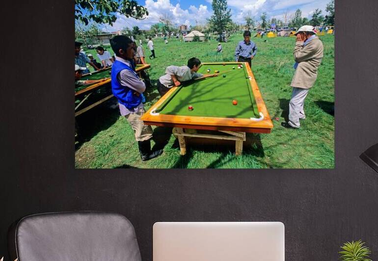 Playing pool in a park in Ulaanbaatar Mongolia on a sunny day by Marco Brivio