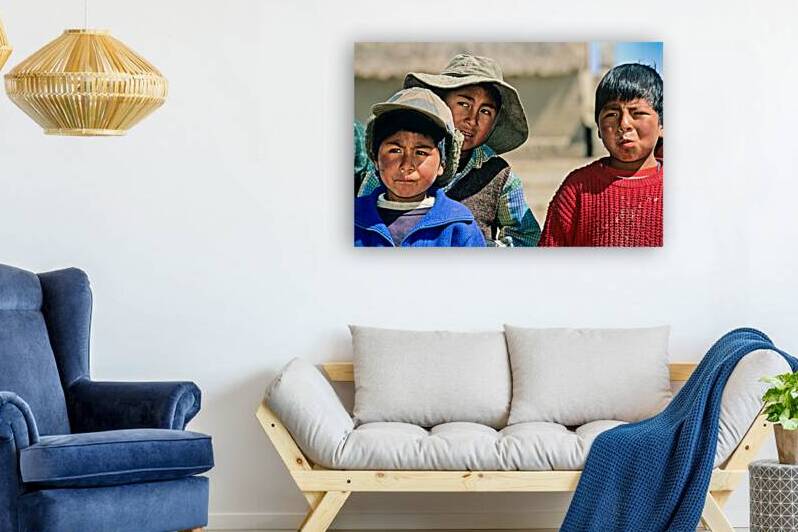 Portrait of three young boys two wearing hats. by Marco Brivio