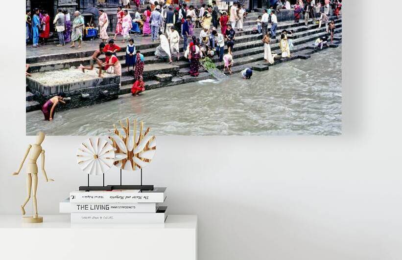 People gather at Pashupatinath for rituals by the river in Kathm by Marco Brivio