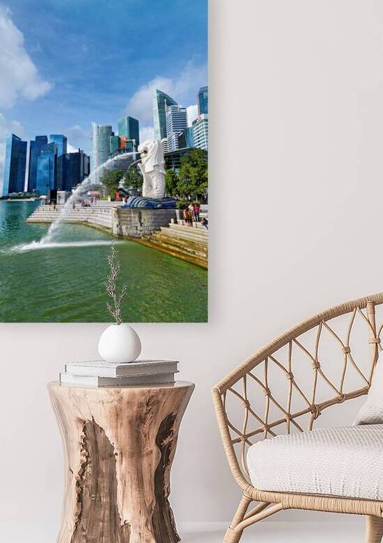 People walk near bridge in Singapore financial district by lush  by Marco Brivio