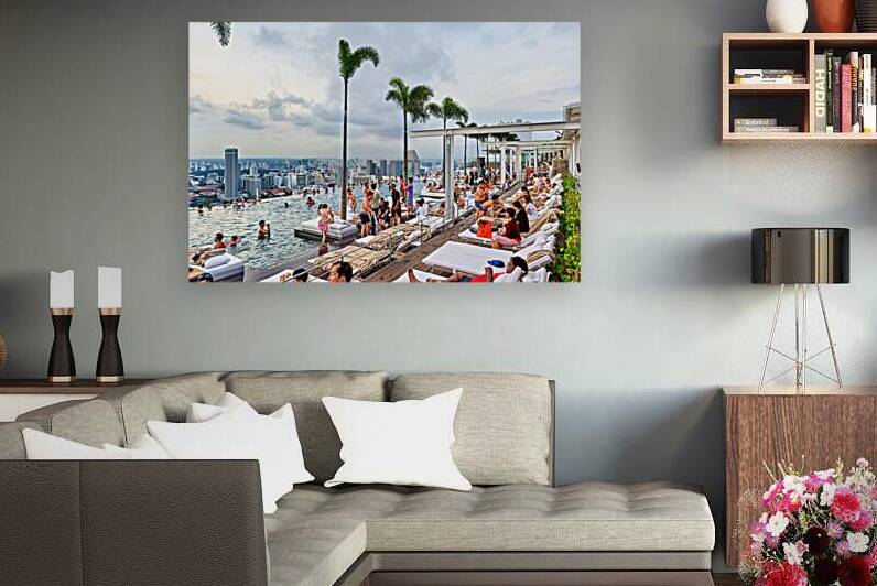 Visitors enjoy swimming in the infinity pool at Marina Bay Sands by Marco Brivio