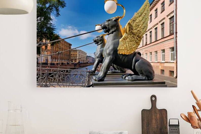 Bank Bridge in St. Petersburg with winged lions by Marco Brivio