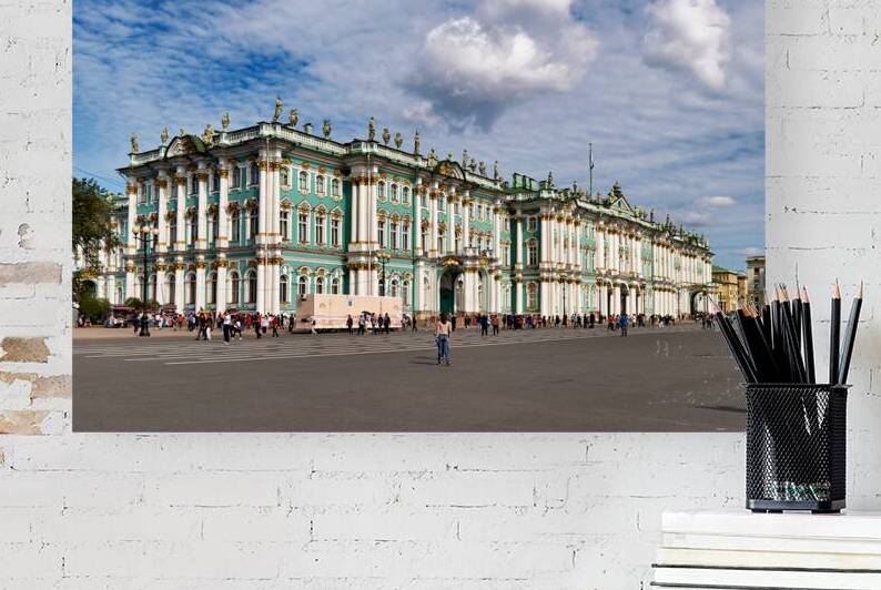 Tourists gather at Winter Palace in Saint Petersburg by Marco Brivio