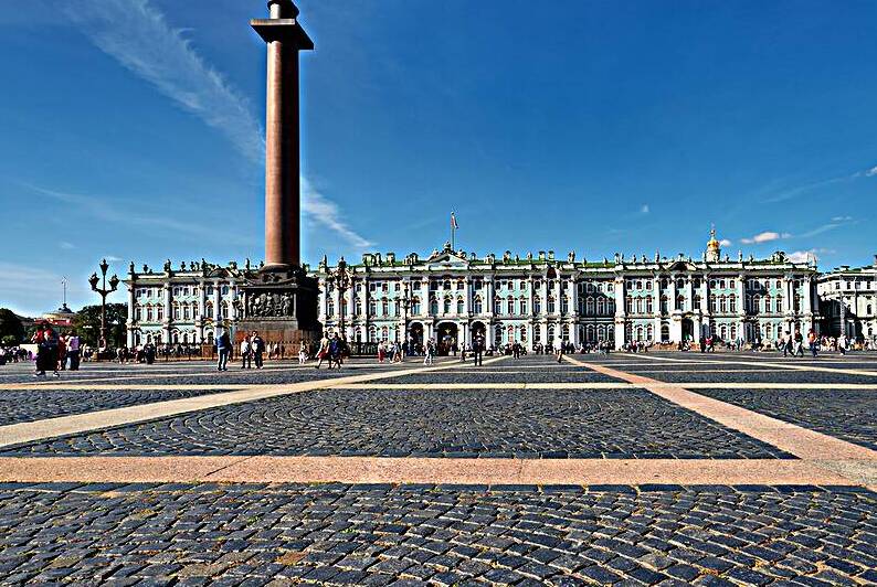 Winter palace and alexander column in saint petersburg by Marco Brivio