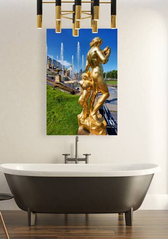 Golden statues at Peterhof Palace in Saint Petersburg by Marco Brivio