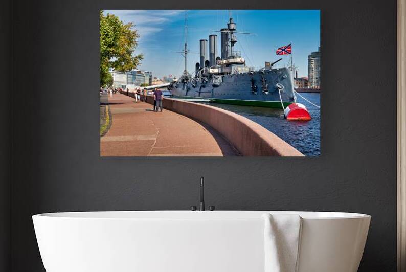 Cruiser Aurora docked on the Neva River in St. Petersburg by Marco Brivio