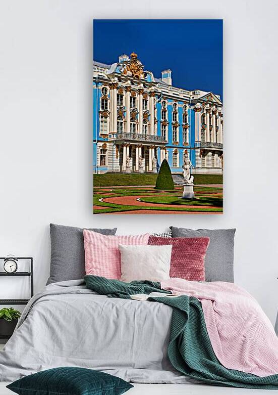 Catherine Palace in Saint Petersburg with blue facade and garden by Marco Brivio