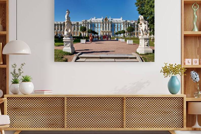 Catherine Palace in Saint Petersburg with visitors and statues by Marco Brivio