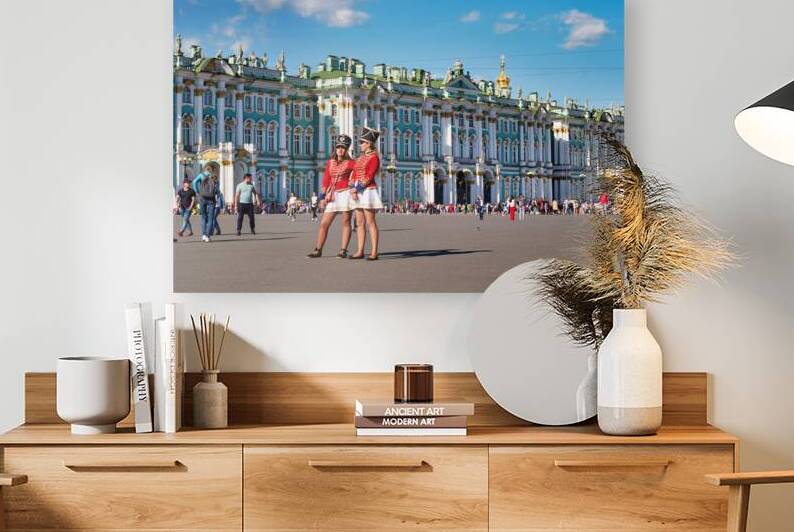 Visitors and performers at Peterhof Palace St. Petersburg by Marco Brivio