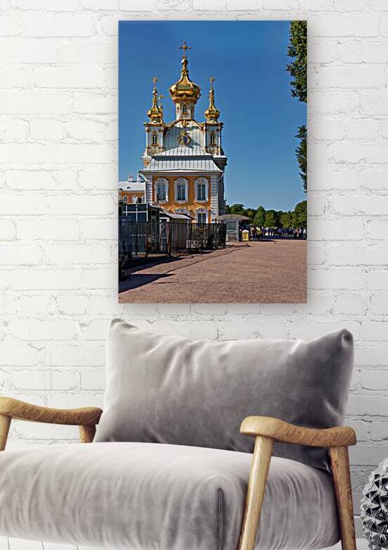 Visitors walk near Peterhof Palace in Saint Petersburg Russia by Marco Brivio