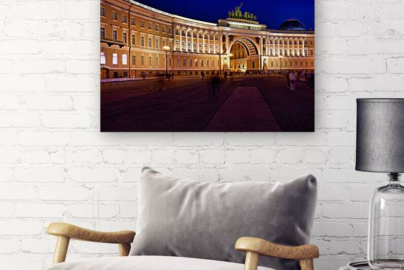 Winter palace in palace square at night in st. petersburg by Marco Brivio