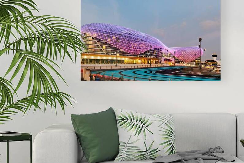 W Abu Dhabi hotel shines at Yas Island during evening time by Marco Brivio