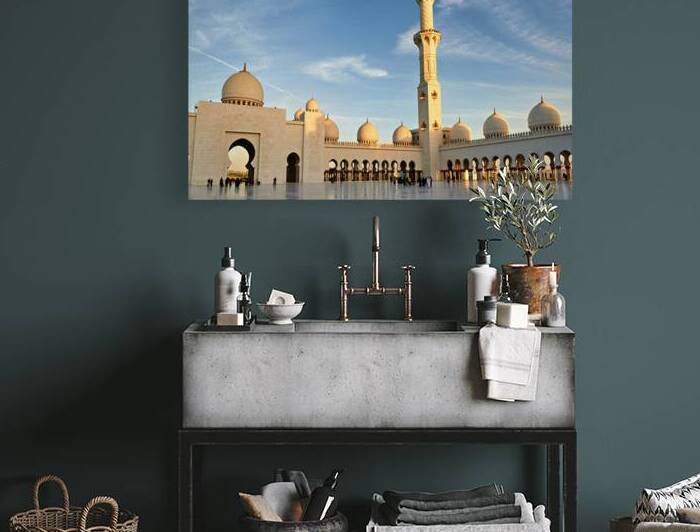 Visit the Sheikh Zayed Grand Mosque at sunset in Abu Dhabi by Marco Brivio