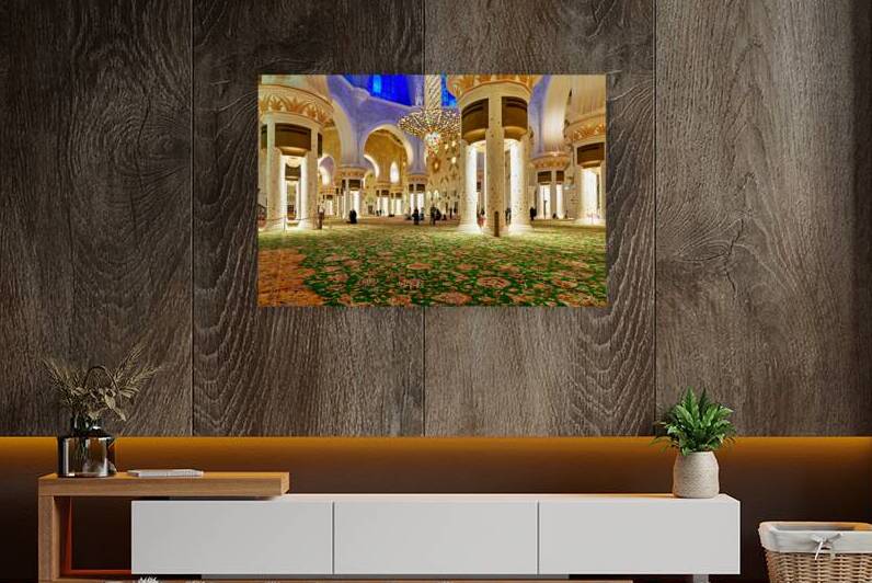 Visitors explore Sheikh Zayed Grand Mosque during evening hours by Marco Brivio