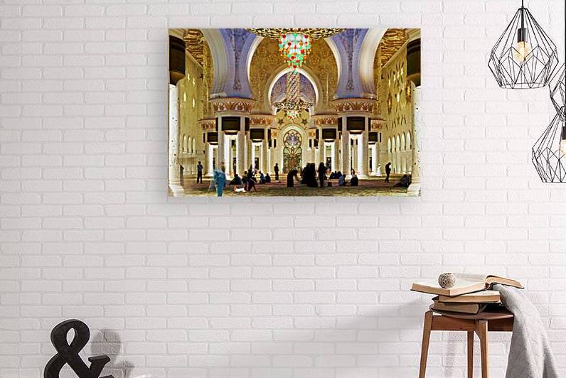 Visitors gather inside Sheikh Zayed Grand Mosque in Abu Dhabi by Marco Brivio