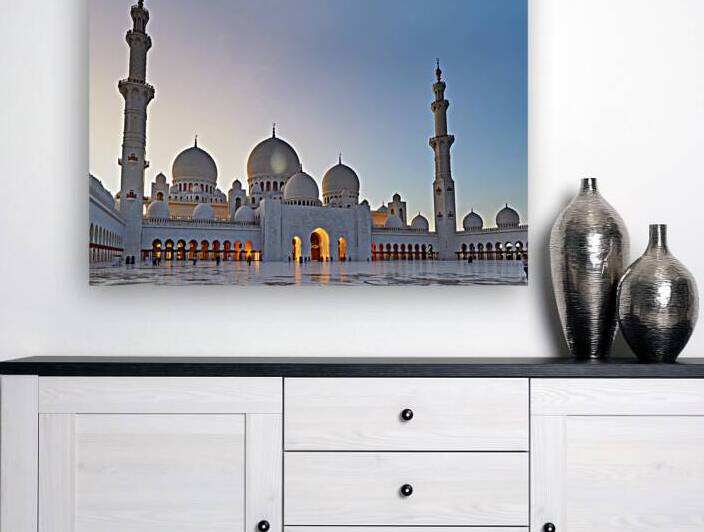 Visiting Sheikh Zayed Grand Mosque in Abu Dhabi at dusk by Marco Brivio