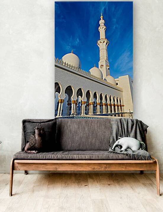 Sheikh Zayed Grand Mosque in Abu Dhabi under blue sky by Marco Brivio