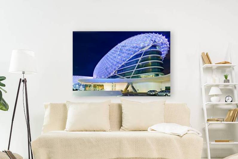 W Abu Dhabi   Yas Island hotel lights at night by Marco Brivio