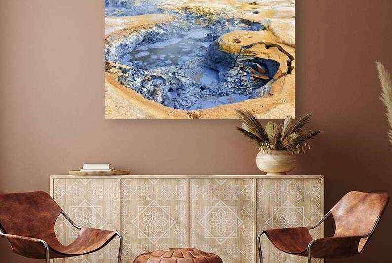 Explore hverir hot springs in Iceland with bubbling mud pools by Marco Brivio